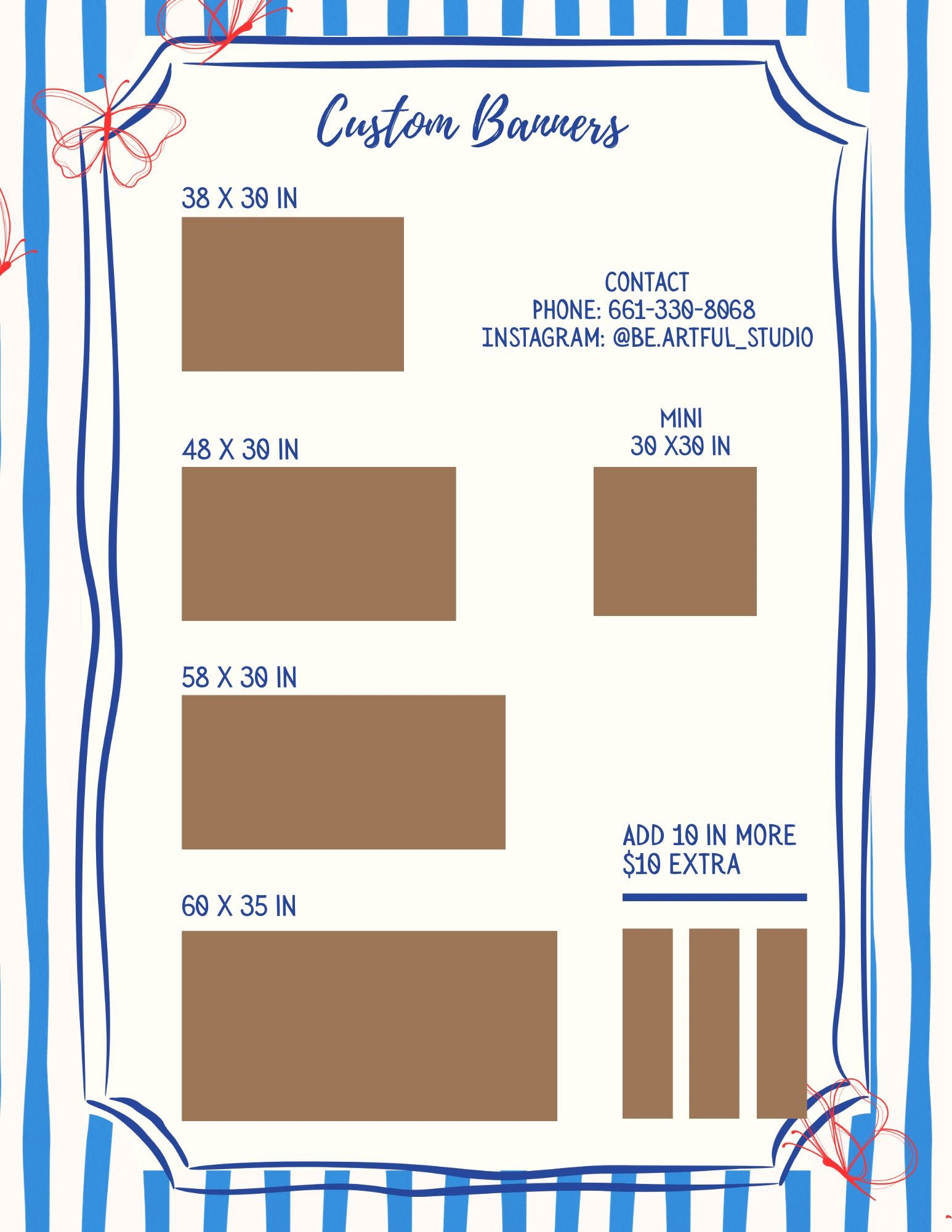 Size guide for custom banners