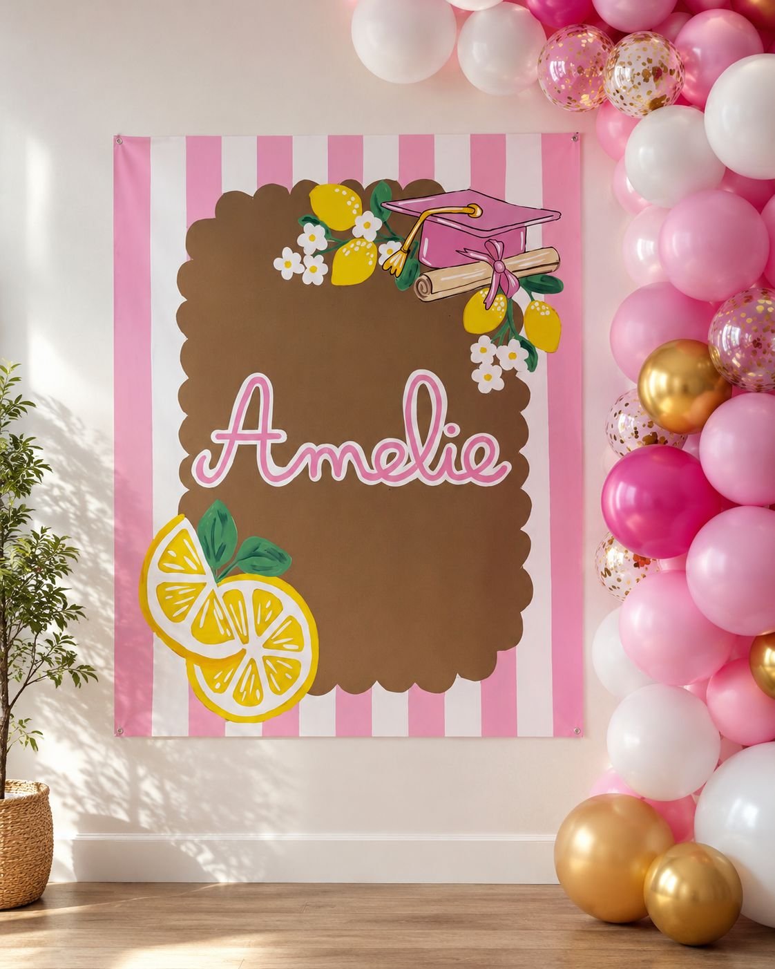 Custom hand painted banner by Be.Artful Studio