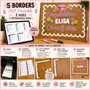 5 Printable Banner Border Templates – Digital Download