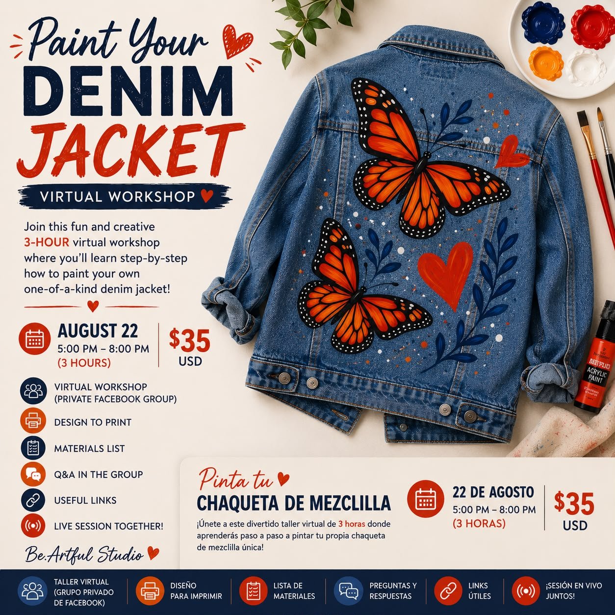 August Virtual Workshop — Paint Your Denim Jacket
